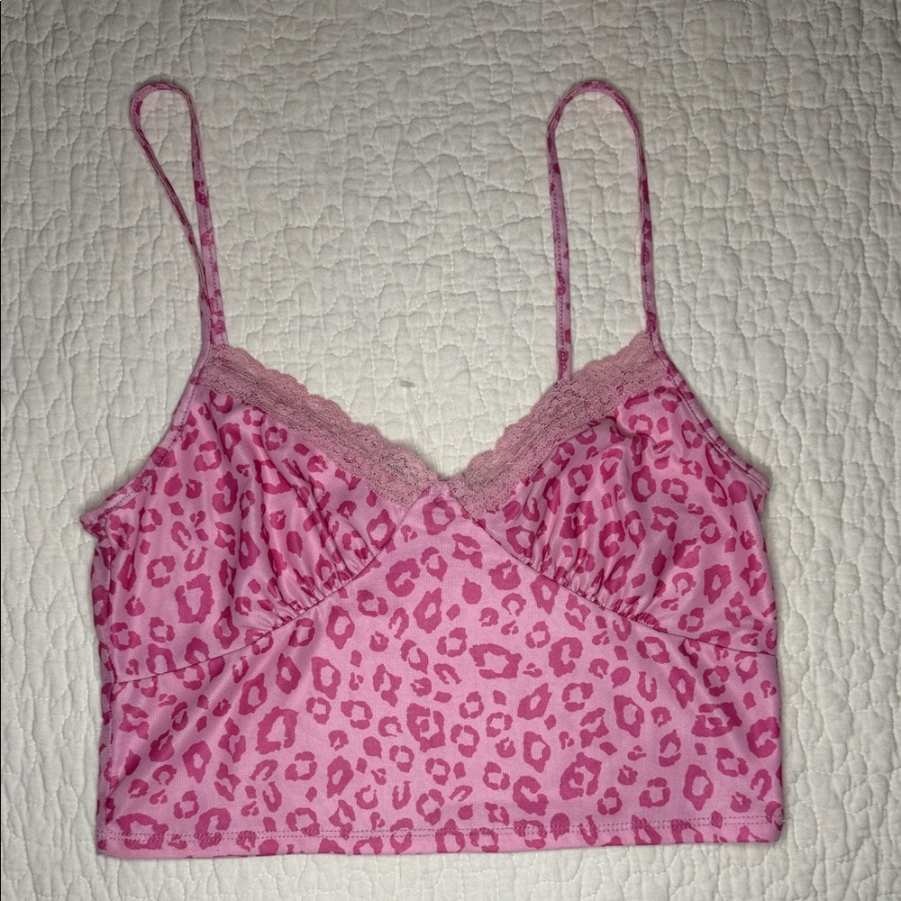 Full Tilt Pink Leopard Lace Camisole
